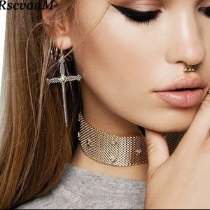 Bronze OR Silver Color Cross Earrings